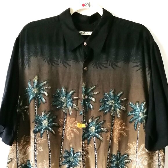 Batik Bay Mens Brown Black Short Sleeve Rayon Hawaiian Button Up Shirt Size XL - Picture 2 of 6